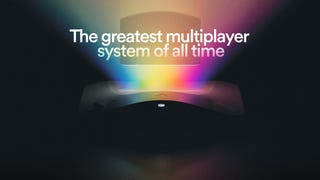 Product image of Analogue 3D console with rainbow light shining out the top and the words "The greatest multiplayer system of all time"