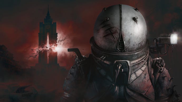 Cronos: The New Dawn artwork showing close up of person in hulking rotund suit