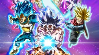 Dragon Ball Sparking! Zero key art showing goku and other characters charging attacks in front of a purple galactic background