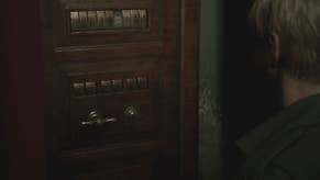 James looking at the Director's Office safe in Silent Hill 2.