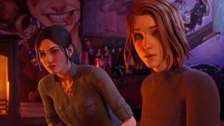 Max and Safi look puzzled, sat in a booth at the bar in Life is Strange: Double Exposure.