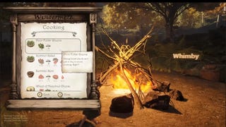 A screenshot from Hawthorn's reveal trailer shows a cooking menu and a crackling open fire