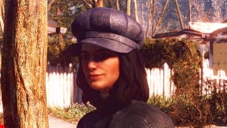 Screenshot from Fallout London mod showing a female in a hat