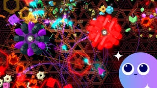 A colourful and sparkly set of shapes in Sektori, a twin stick shooter