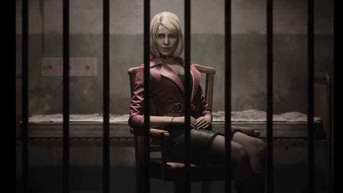 Maria sitting behind bars in Silent Hill 2.