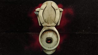 Toilet Spiders image showing a toilet with four glowing red eyes looking out of the dank bowl