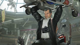 Frank holds a shopping cart over his head in this Dead Rising Deluxe Remaster artwork.