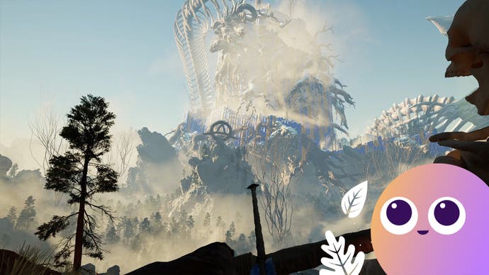 A large skeleton looms on the horizon in The Axis Unseen, with the Eurogamer Wishlisted logo in the bottom right corner of the image.