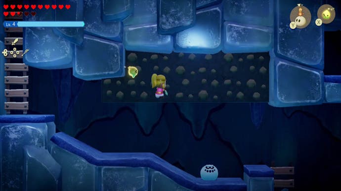 zelda echoes of wisdom lanayru temple climbing over snowman enemy