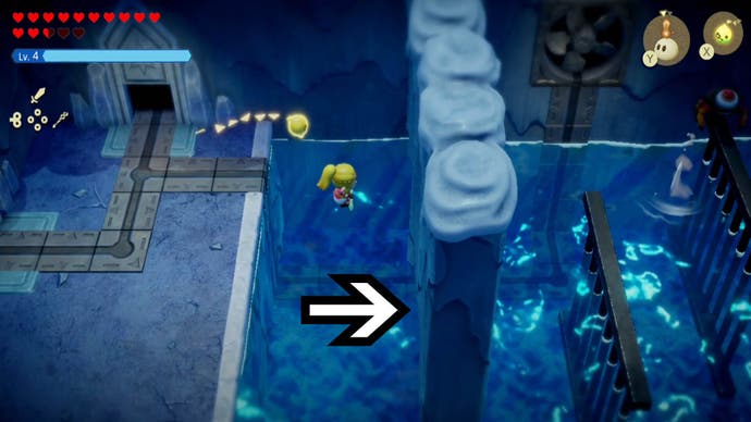 zelda echoes of wisdom lanayru temple diving underneath ice wall