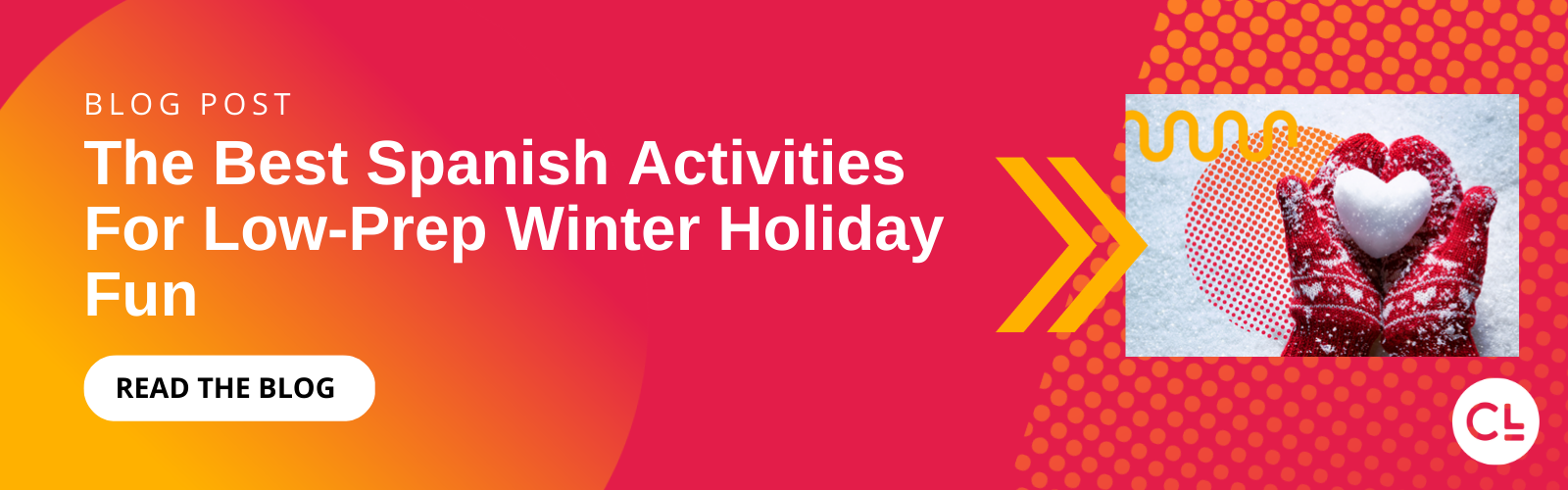 Banner for Best Spanish activities for low-prep winter holiday fun blog ad